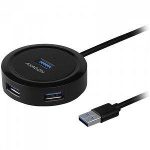 AXAGON HUE-P1A 4x USB3.2 Gen 1 ROUND hub, micro USB power IN, 30cm USB-A cable HUE-P1A HUE-P1A