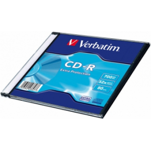 Matricas CD-R Verbatim 700MB 1x-52x Extra protection, Single Wrap Slim 43347V