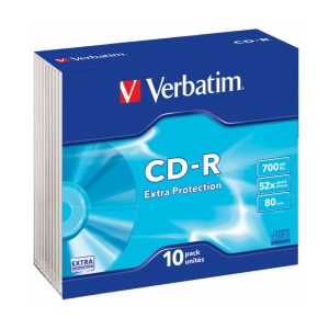 Matricas CD-R Verbatim 700MB 1x-52x Extra Protection Surface 10 Pack Slim 43415V