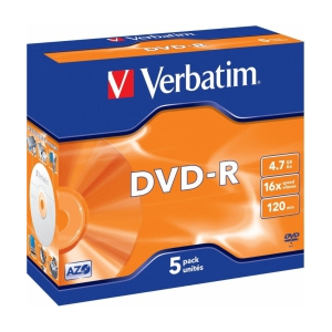 Matricas DVD-R AZO Verbatim 4.7GB 16x 5 Pack Jewel 43519V