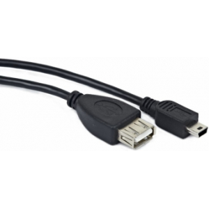 Kabelis Gembird OTG USB Female - MiniUSB Male 2.0 0.15m Black A-OTG-AFBM-002