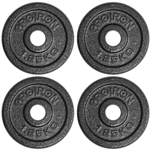PROIRON PRKISP01K Weight Plates Set 25mm, 4 x 1.25 kg, Black, Solid Cast Iron PRKISP01K