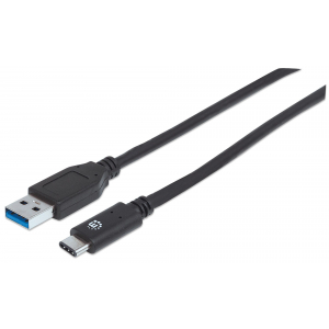 Manhattan USB 3.1 Gen2, 1 m USB kabelis USB 3.2 Gen 1 (3.1 Gen 1) USB C USB A Melns