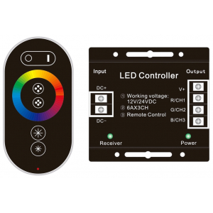 LED lentes (RGB) kontrolieris ar pulti ABLS12V6TKRGB-216W-RFC