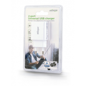 EnerGenie 2-port universal USB charger EG-U2C2A-03-W White EG-U2C2A-03-W