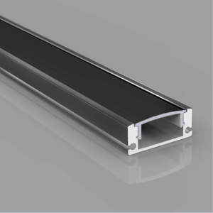 Virsapmetuma anodēts melns alumīnija profils LED lentām ar melnu stiklu / komplektā: stikls, gala vā...