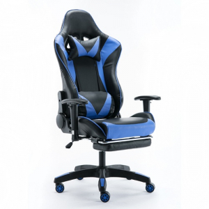 Gaming Chair GAMESTER with headrest and lumber pillow, footrest, black/blue