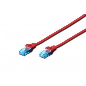 Digitus CAT 5e U-UTP Patch cord, PVC AWG 26/7, Modular RJ45 (8/8) plug, 1 m, Red DK-1512-010/R