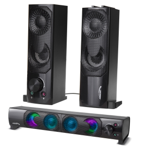 2 in 1 PC Speaker Soundbar Computer RGB LED Backlight Stereo Gaming USB 2 x 3W AUX 3.5 mm AC955