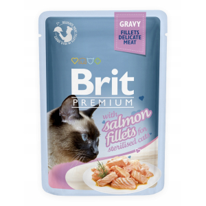 BRIT Premium Sterilised Gravy Salmon - wet cat food - 85g 