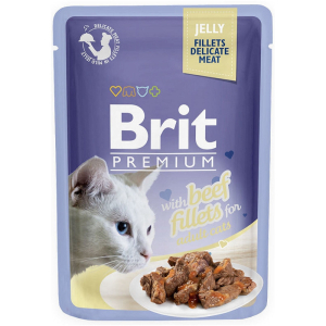 BRIT Premium Cat Pouch jelly fillets Beef - wet cat food - 85g 