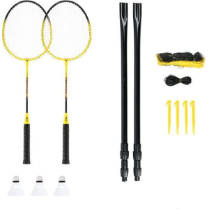 NILS NRZ262 ALUMINIUM badminton set 2 rackets, 3 feather darts, 600x60cm net, case 14-20-373