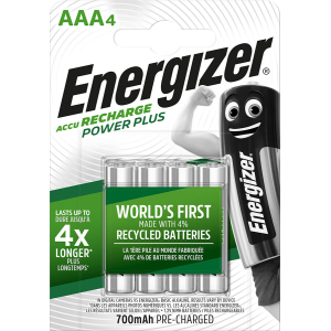 ENERGIZER BATTERY Accu Recharge Power Plus 700 mAh AAA HR3/4 Rechargeable, 4 pieces 417002