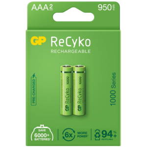 2x rechargeable batteries AAA / R03 GP ReCyko 1000 Series Ni-MH 950mAh 100AAAHCE-5EB2