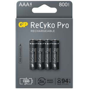 4x rechargeable batteries AAA / R03 GP ReCyko Pro Ni-MH 800mAh 85AAAHCB-5EB4