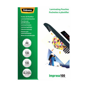 Fellowes A4 Glossy 100 Micron Laminating Pouch - 100 pack