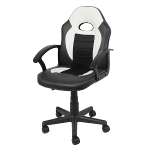 Biroja krēsls LUKA 54.5x57xH85-95cm melns/balts 557984