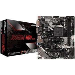 ASROCK Main Board Desktop B450M-HDV R4.0 (SAM4,2xDDR4,1xPCI 3.0x16,1xPCI Ex1,SATA III,1xM.2,1xUlraM....