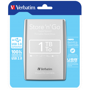Verbatim Store 'n' Go ārējais cietais disks 1000 GB Sudrabs