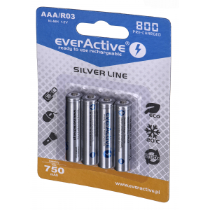 Rechargeable batteries everActive Ni-MH R03 AAA 800 mAh Silver Line EVHRL03-800