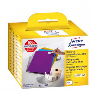 Avery Zweckform AS0722540 self-adhesive label White Rectangle Removable 1000 pc(s)