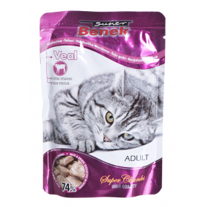 SUPER BENEK Adult Veal - wet cat food - 100 g 