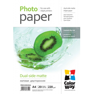 ColorWay Matte Dual-Side Photo Paper, 20 sheets, A4, 220 g/m² PMD220020A4